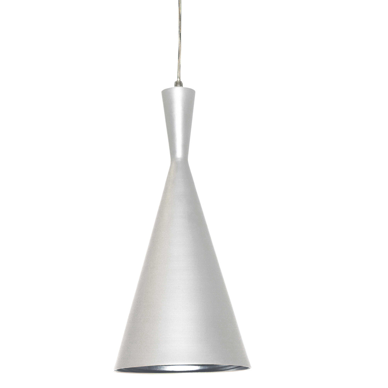 Dainolite 1 Light Incandescent Pendant, Matte White w/Silver Pebbled Interior HKI-81P-WH