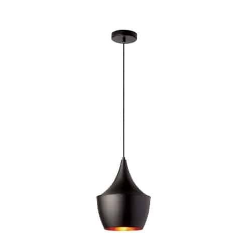 Dainolite 1 Light Pendant, Matte Black / Gold HKI-91P-BK