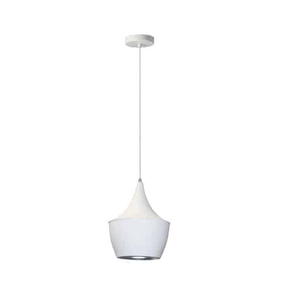 Dainolite 1 Light Pendant, Matte White / Silver HKI-91P-WH