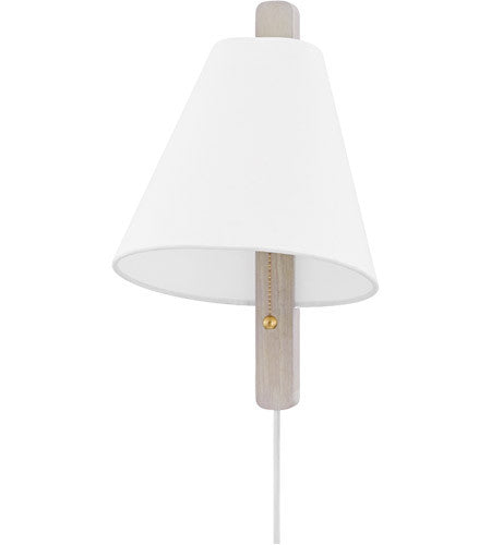 Mitzi 1 Light Plug-In Sconce in Aged Brass/Wood Whitewash Ash HL636201-AGB/WWA