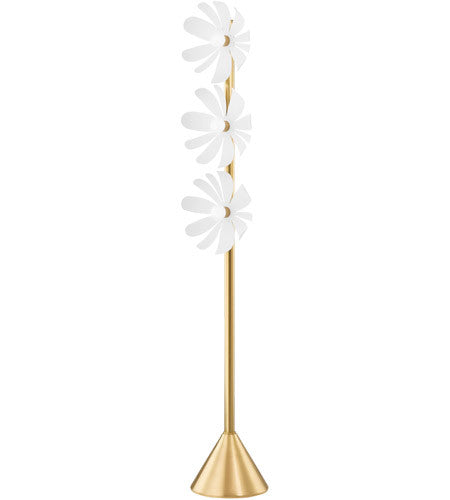 Mitzi 3 Light Floor Lamp in Aged Brass/Textured White Combo HL698403-AGB/TWH