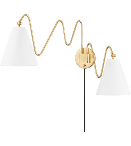 Mitzi 2 Light Portable Wall Sconce in Aged Brass HL699102-AGB