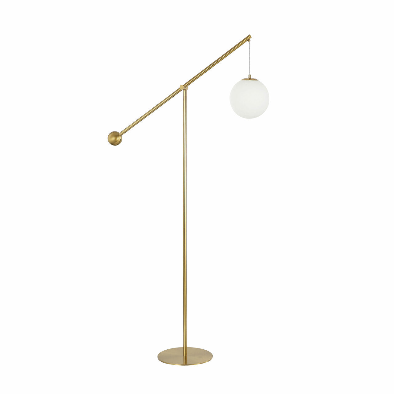 Dainolite 1 Light Incandescent Floor Lamp Aged Brass with Opal Glass HOL-661F-AGB