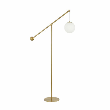 Dainolite 1 Light Incandescent Floor Lamp Aged Brass with Opal Glass HOL-661F-AGB