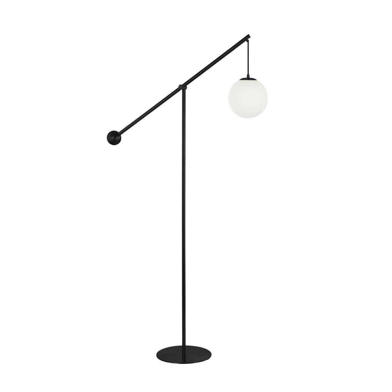 Dainolite 1 Light Incandescent Floor Lamp Matte Black with Opal Glass HOL-661F-MB