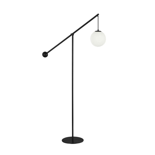 Dainolite 1 Light Incandescent Floor Lamp Matte Black with Opal Glass HOL-661F-MB