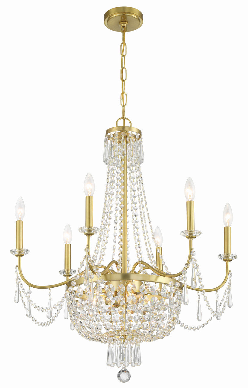 Crystorama Haywood 9 Light Aged Brass Chandelier HWD-7709-AG