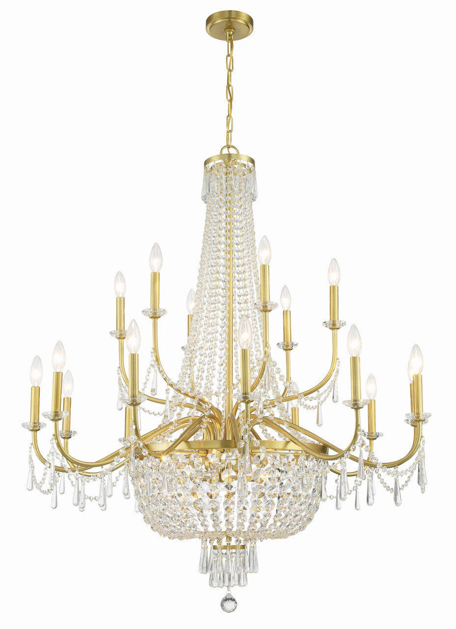 Crystorama Haywood 22 Light Aged Brass Chandelier HWD-7722-AG