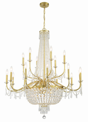 Crystorama Haywood 22 Light Aged Brass Chandelier HWD-7722-AG