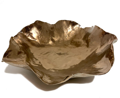 Jamie Young Large Peony Bowl in  Antique Gold Ceramic 7PEON-LGAG