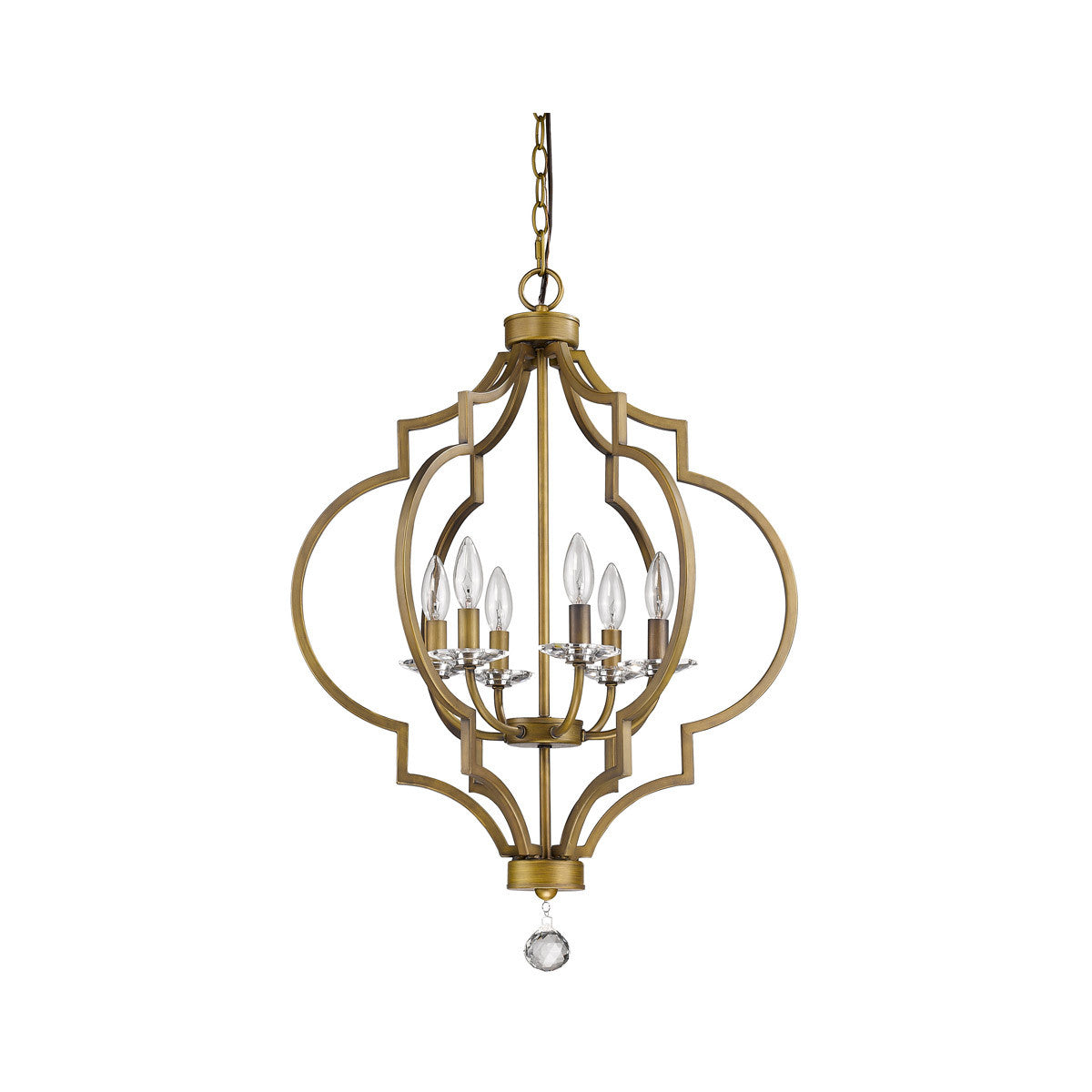 Acclaim Lighting Peyton 6-Light Raw Brass Chandelier With Crystal Accents in Raw Brass IN11018RB