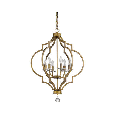 Acclaim Lighting Peyton 6-Light Raw Brass Chandelier With Crystal Accents in Raw Brass IN11018RB