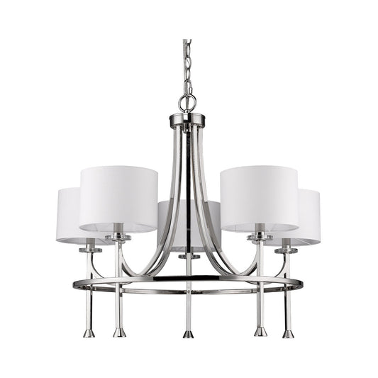 Acclaim Lighting Kara 5-Light Polished Nickel Chandelier With Fabric Shades And Crystal Bobeches in Polished Nickel IN11040PN