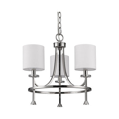 Acclaim Lighting Kara 3-Light Polished Nickel Chandelier With Fabric Shades And Crystal Bobeches in Polished Nickel IN11041PN