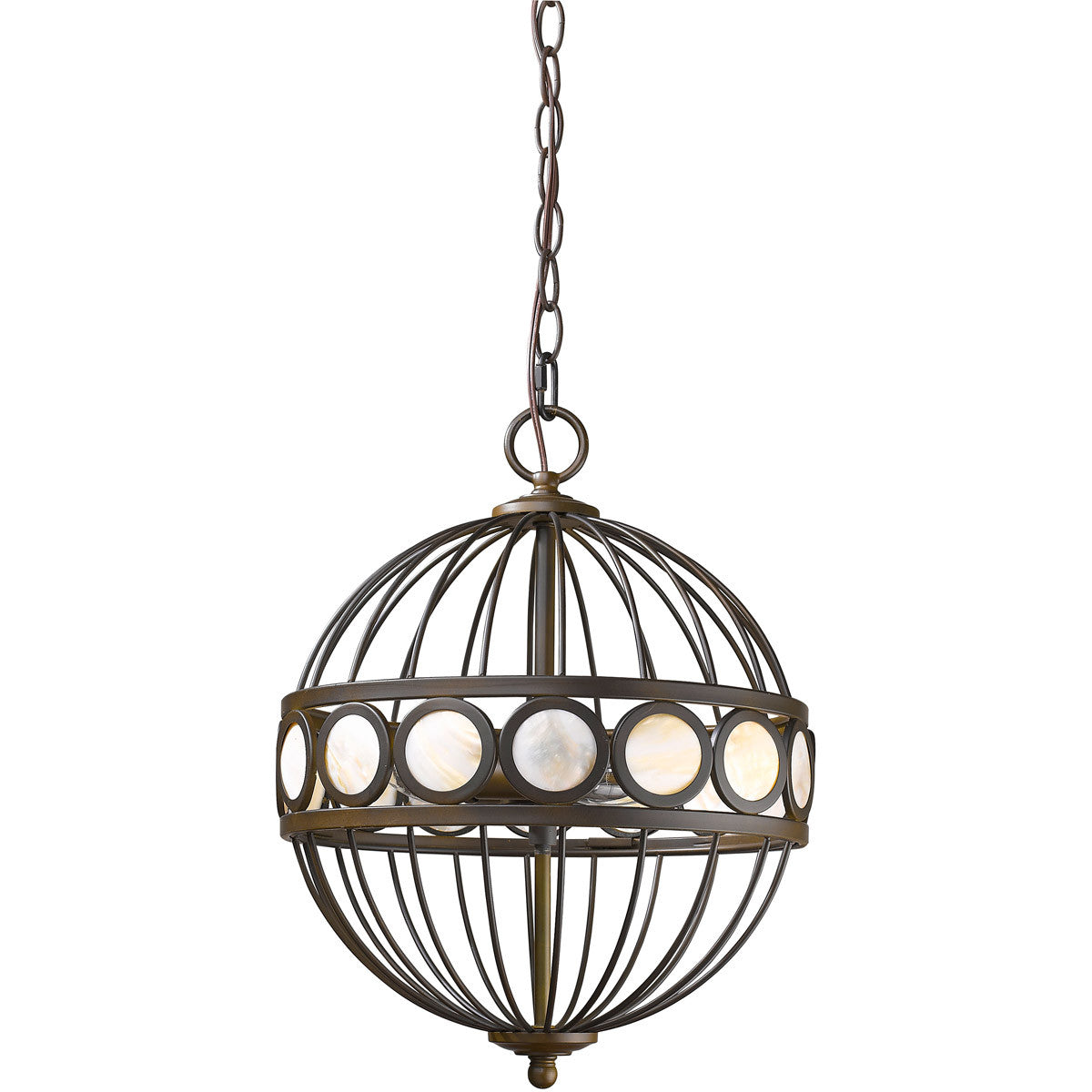 Acclaim Lighting Aria 3-Light Oil-Rubbed Bronze Globe Pendant With Mother Of Pearl Accents in Oil Rubbed Bronze IN11105ORB