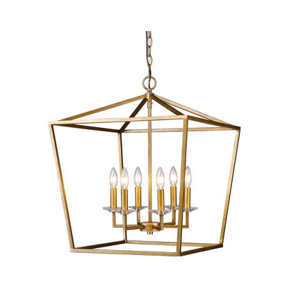 Acclaim Lighting Kennedy 6-Light Antique Gold Foyer Pendant With Crystal Bobeches in Antique Gold IN11130AG