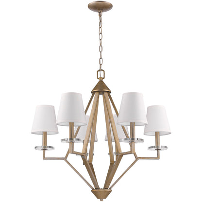 Acclaim Lighting Easton 6-Light Washed Gold Chandelier With Crystal Bobeches And White Fabric Shades in Washed gold IN11320WG