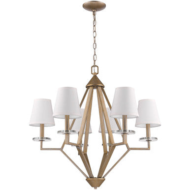 Acclaim Lighting Easton 6-Light Washed Gold Chandelier With Crystal Bobeches And White Fabric Shades in Washed gold IN11320WG