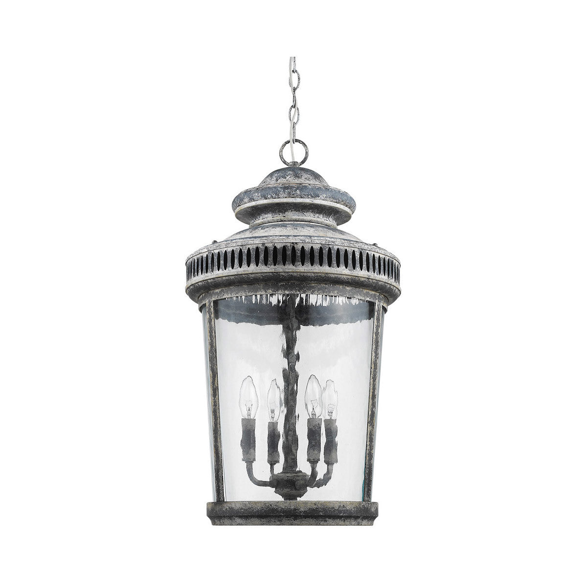 Acclaim Lighting Kingston 4-Light Antique Lead Foyer Pendant With Curved Water Glass Panes in Antique Lead IN11370AL