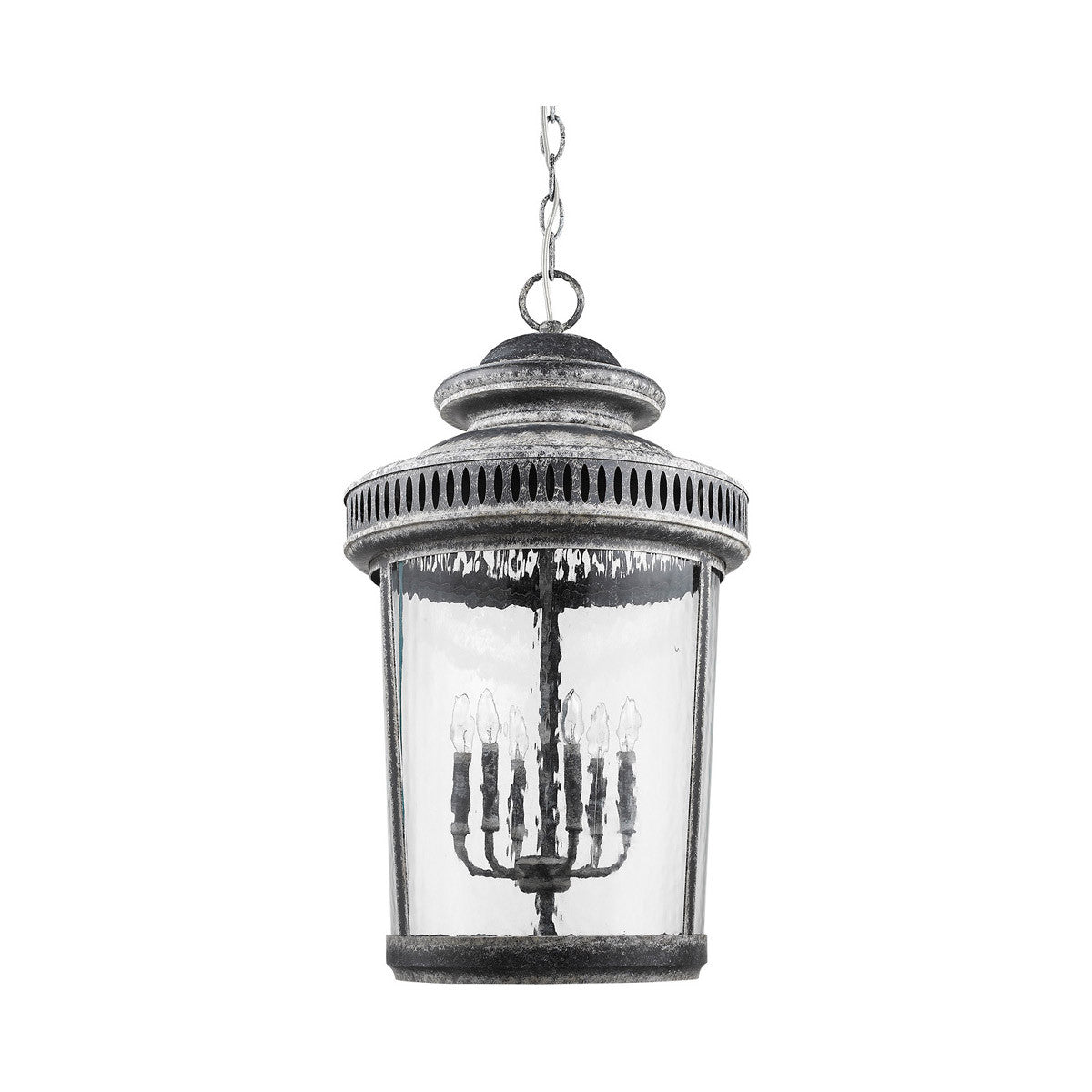 Acclaim Lighting Kingston 6-Light Antique Lead Foyer Pendant With Curved Water Glass Panes in Antique Lead IN11371AL