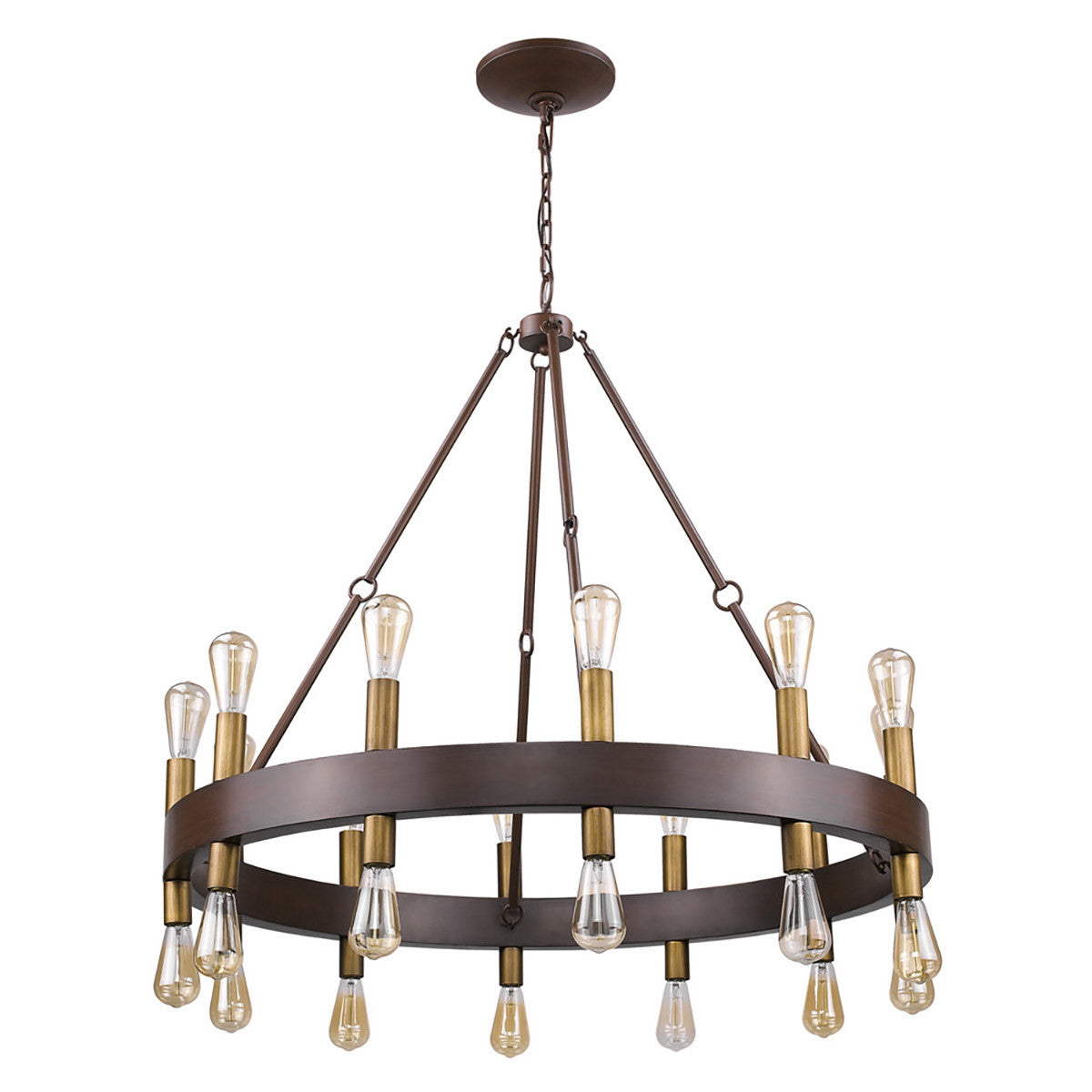 Acclaim Lighting Cumberland 24-Light Wood Finish Chandelier With Raw Brass Sockets in Faux Wood Finish IN11386W