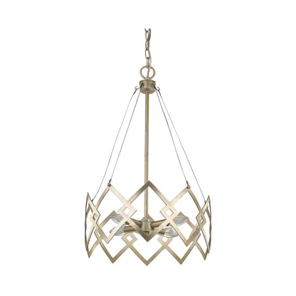 Acclaim Lighting Nora 4-Light Washed Gold Drum Pendant With Abstract Open-Air Cage Shade in Washed Gold IN11397WG