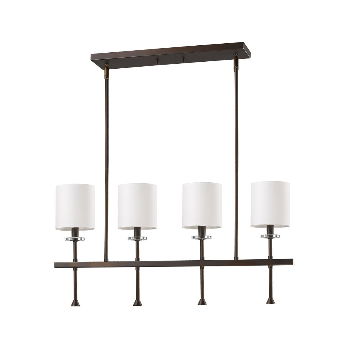 Acclaim Lighting Kara 4-Light Oil-Rubbed Bronze Island Pendant With Fabric Shades And Crystal Bobeches in Oil Rubbed Bronze IN21042ORB