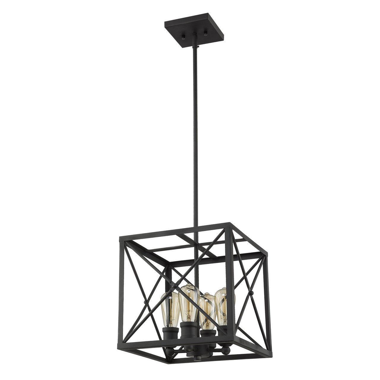 Acclaim Lighting Brooklyn 4-Light Matte Black Pendant With Metal Framework Shade in Matte Black IN21121BK