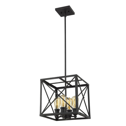 Acclaim Lighting Brooklyn 4-Light Matte Black Pendant With Metal Framework Shade in Matte Black IN21121BK