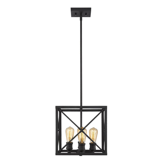 Acclaim Lighting Brooklyn 4-Light Matte Black Pendant With Metal Framework Shade in Matte Black IN21121BK