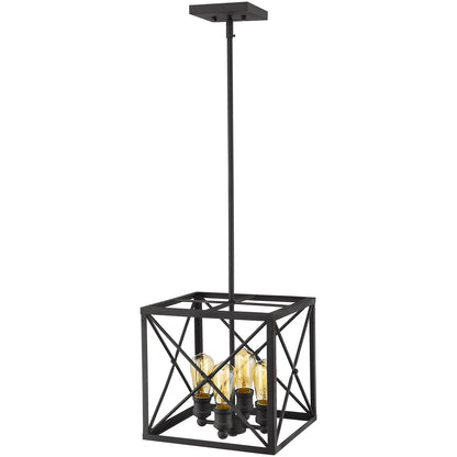 Acclaim Lighting Brooklyn 4-Light Matte Black Pendant With Metal Framework Shade in Matte Black IN21121BK