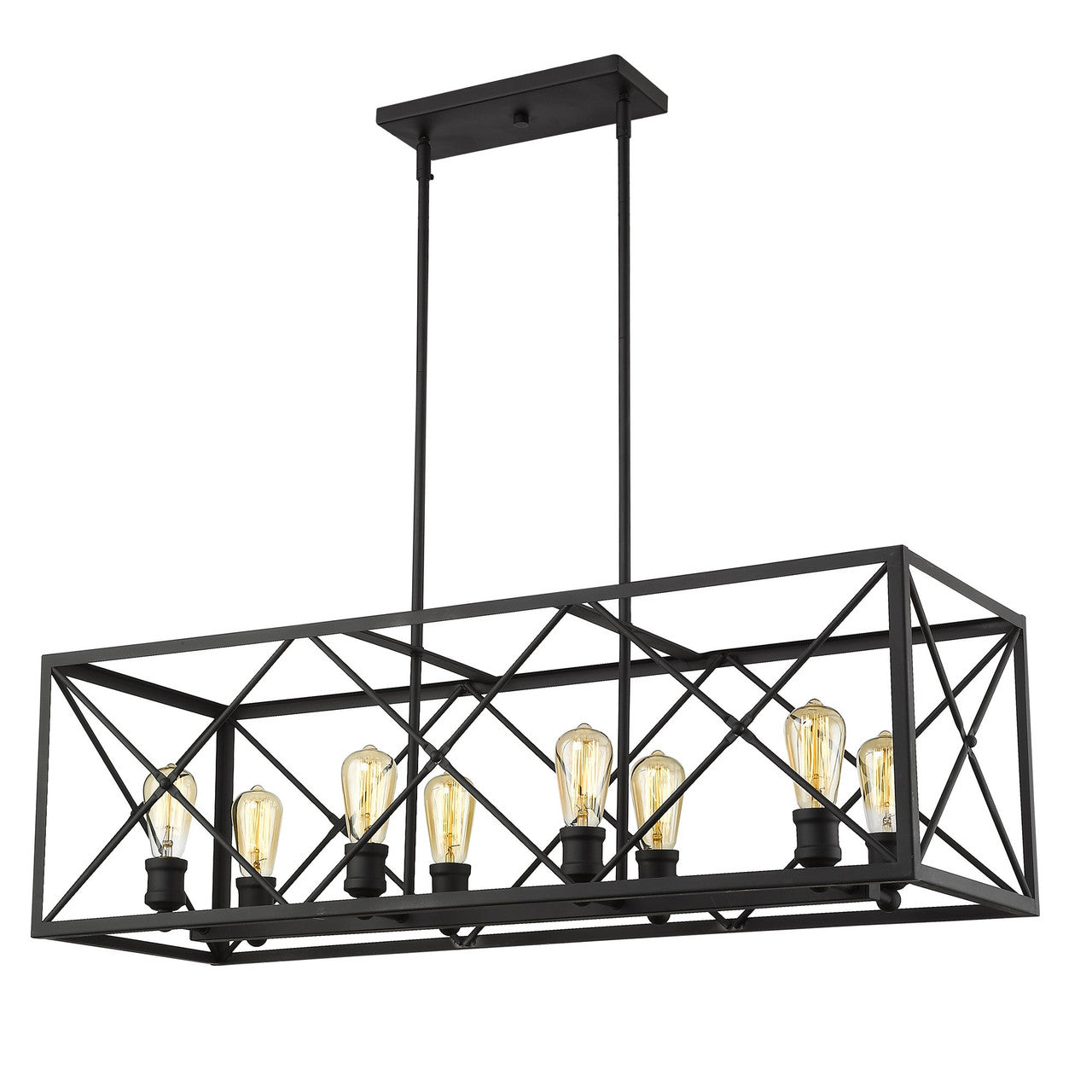 Acclaim Lighting Brooklyn 8-Light Matte Black Island Pendant With Metal Framework Shade in Matte Black IN21123BK