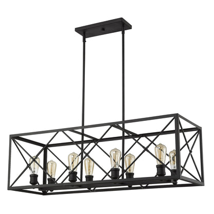 Acclaim Lighting Brooklyn 8-Light Matte Black Island Pendant With Metal Framework Shade in Matte Black IN21123BK