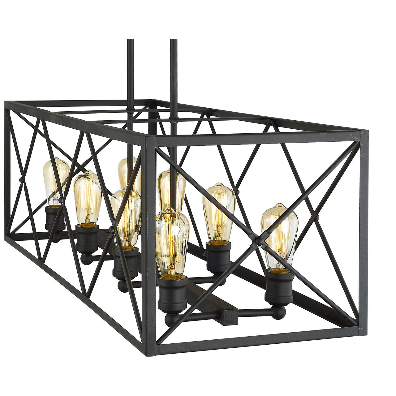 Acclaim Lighting Brooklyn 8-Light Matte Black Island Pendant With Metal Framework Shade in Matte Black IN21123BK