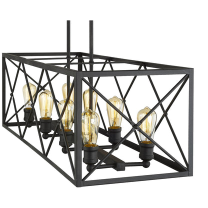 Acclaim Lighting Brooklyn 8-Light Matte Black Island Pendant With Metal Framework Shade in Matte Black IN21123BK