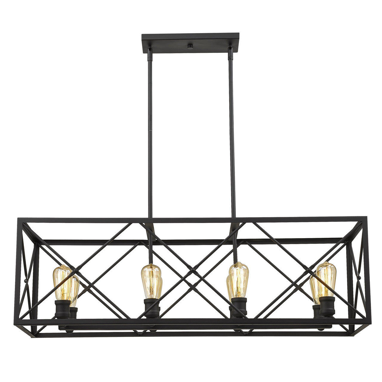 Acclaim Lighting Brooklyn 8-Light Matte Black Island Pendant With Metal Framework Shade in Matte Black IN21123BK