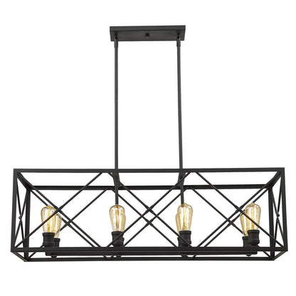 Acclaim Lighting Brooklyn 8-Light Matte Black Island Pendant With Metal Framework Shade in Matte Black IN21123BK