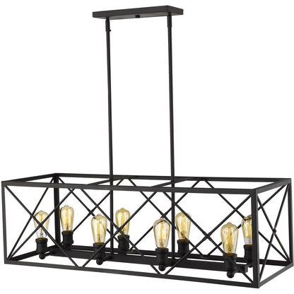 Acclaim Lighting Brooklyn 8-Light Matte Black Island Pendant With Metal Framework Shade in Matte Black IN21123BK