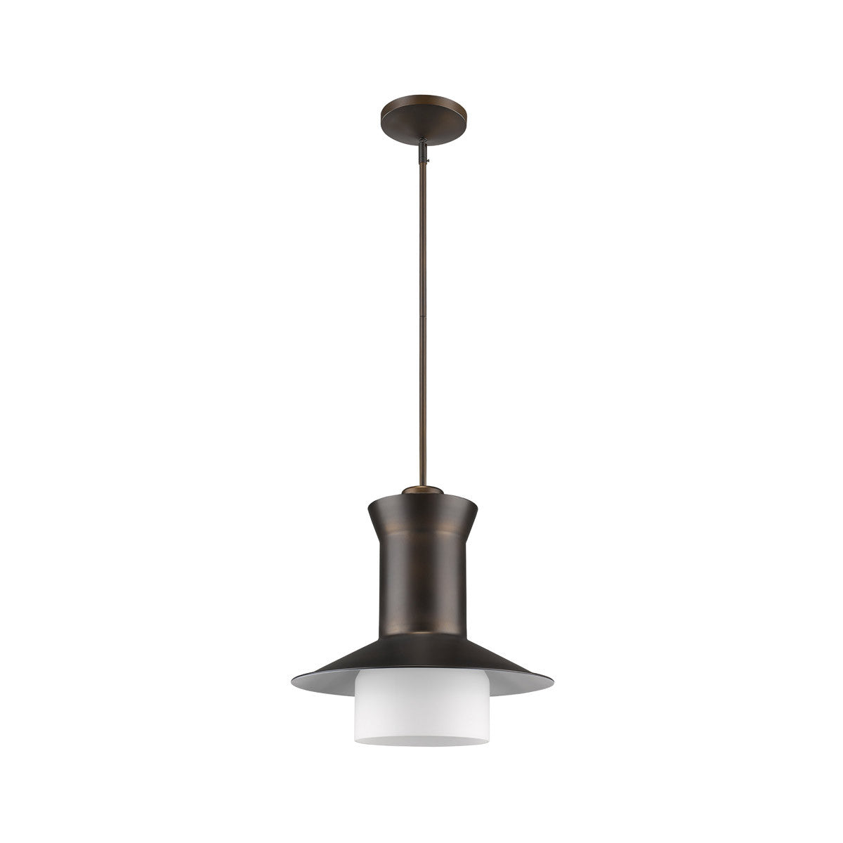 Acclaim Lighting Greta 1-Light Oil-Rubbed Bronze Pendant With Gloss White Interior And Etched Glass Shade in Oil Rubbed Bronze IN21165ORB