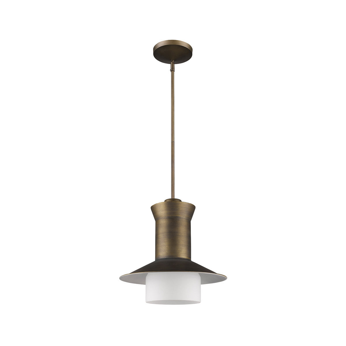 Acclaim Lighting Greta 1-Light Raw Brass Pendant With Gloss White Interior And Etched Glass Shade in Raw Brass IN21165RB