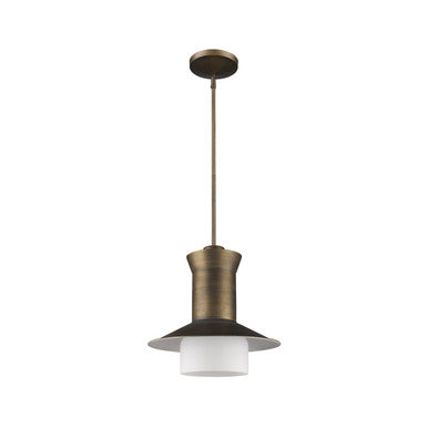 Acclaim Lighting Greta 1-Light Raw Brass Pendant With Gloss White Interior And Etched Glass Shade in Raw Brass IN21165RB