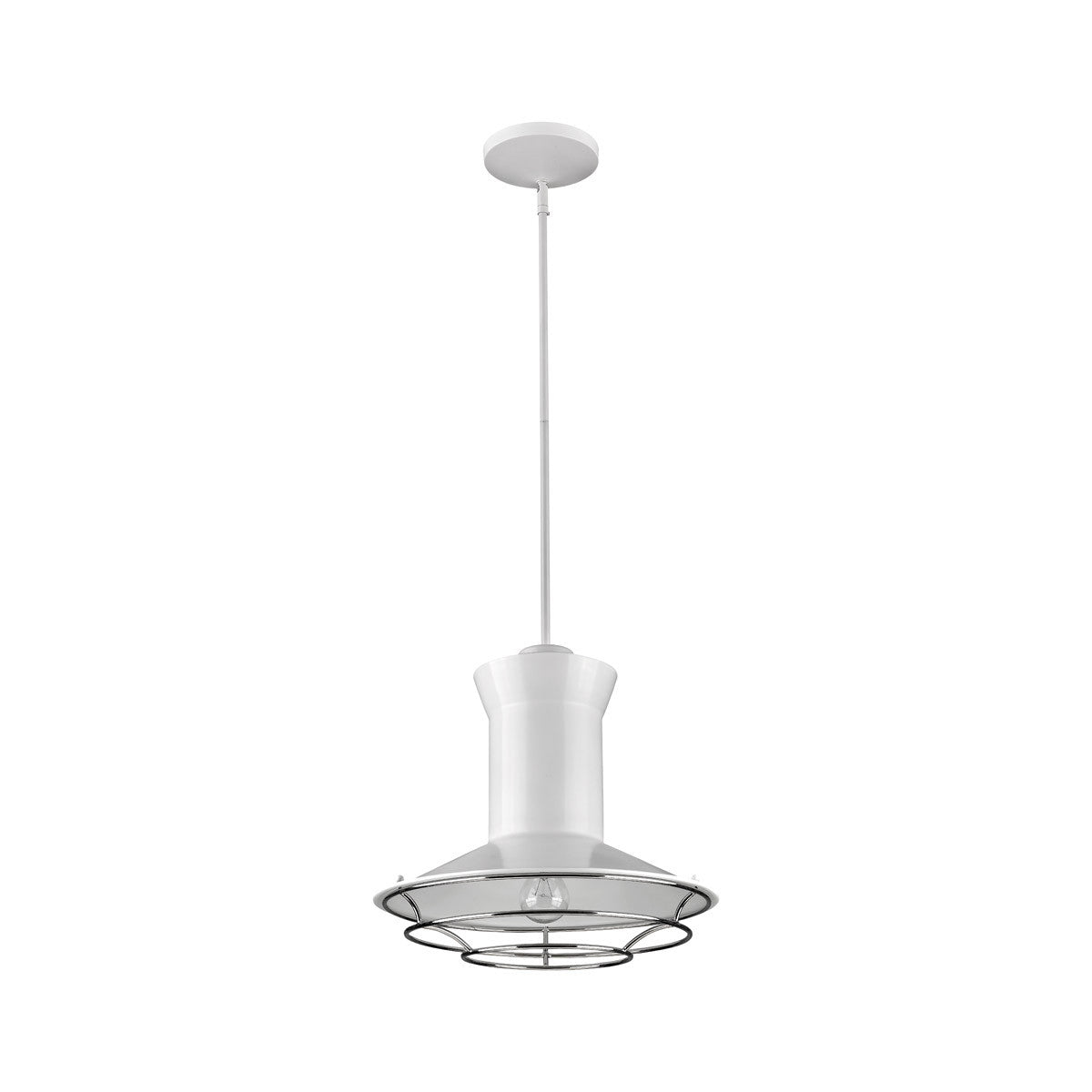 Acclaim Lighting Newport 1-Light White Pendant With Polished Nickel Louver in White IN21166WH