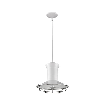 Acclaim Lighting Newport 1-Light White Pendant With Polished Nickel Louver in White IN21166WH