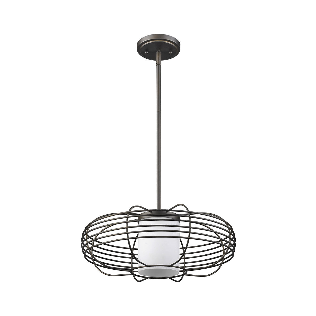 Acclaim Lighting Loft 1-Light Oil-Rubbed Bronze Wire Globe Pendant With Etched Glass Interior Shade in Oil Rubbed Bronze IN21215ORB