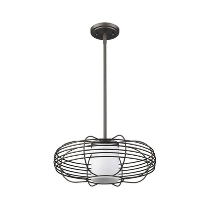 Acclaim Lighting Loft 1-Light Oil-Rubbed Bronze Wire Globe Pendant With Etched Glass Interior Shade in Oil Rubbed Bronze IN21215ORB