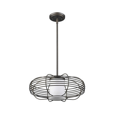 Acclaim Lighting Loft 1-Light Oil-Rubbed Bronze Wire Globe Pendant With Etched Glass Interior Shade in Oil Rubbed Bronze IN21215ORB