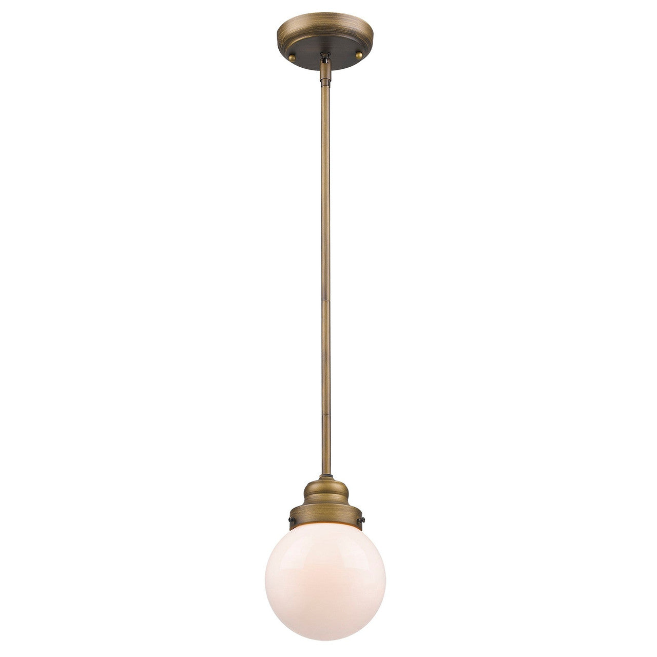 Acclaim Lighting Portsmith 1-Light Raw Brass Pendant With White Globe Shade in Raw Brass IN21220RB