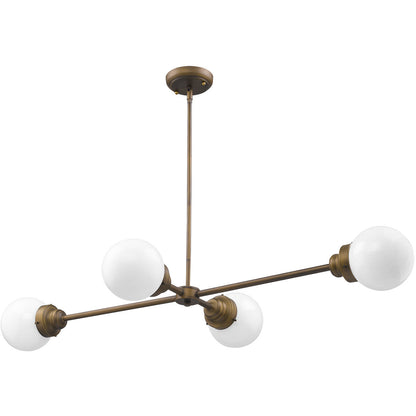 Acclaim Lighting Portsmith 4-Light Raw Brass Island Pendant With White Globe Shades in Raw Brass IN21222RB