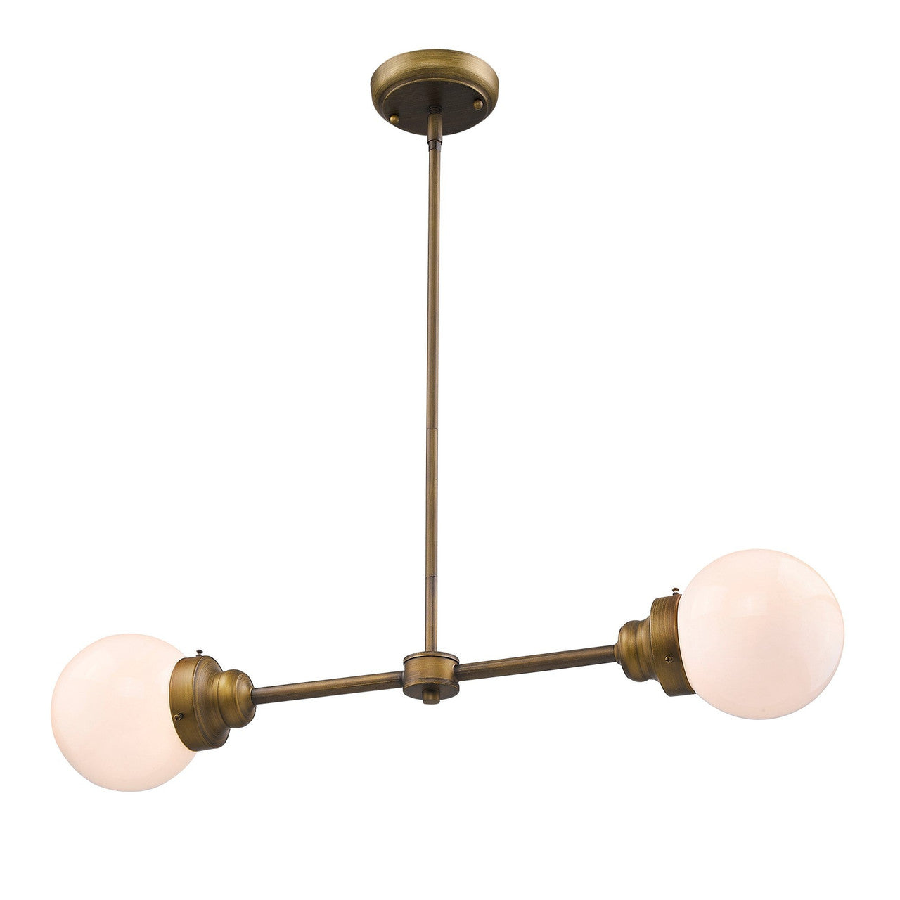 Acclaim Lighting Portsmith 2-Light Raw Brass Island Pendant With White Globe Shades in Raw Brass IN21224RB