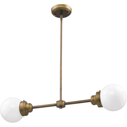 Acclaim Lighting Portsmith 2-Light Raw Brass Island Pendant With White Globe Shades in Raw Brass IN21224RB